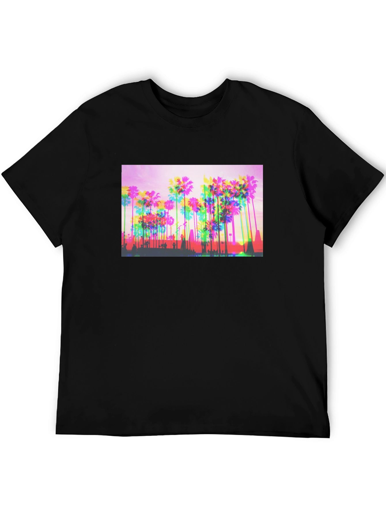 Retro Palm Tree Graphic Tee - Black