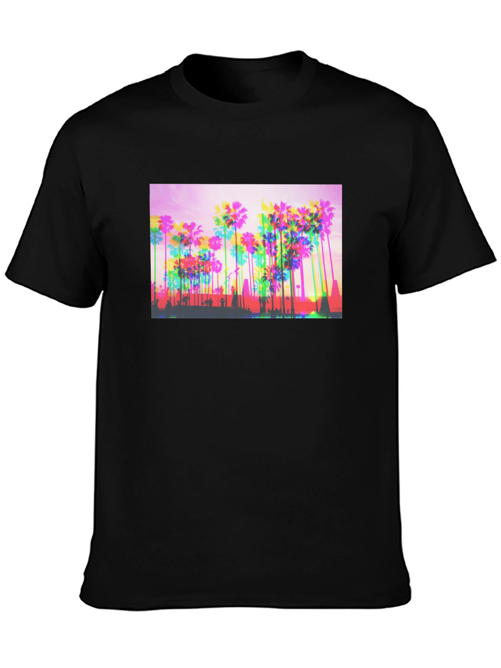 Retro Palm Tree Graphic Tee - Black