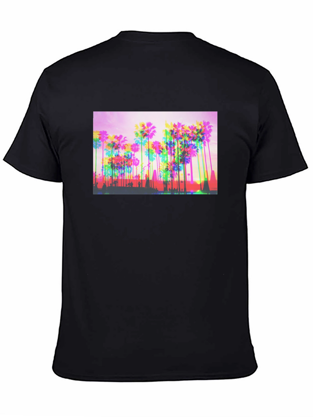 Retro Palm Tree Graphic Tee - Black
