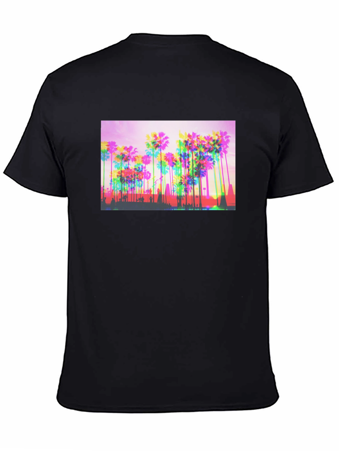 Retro Palm Tree Graphic Tee - Black
