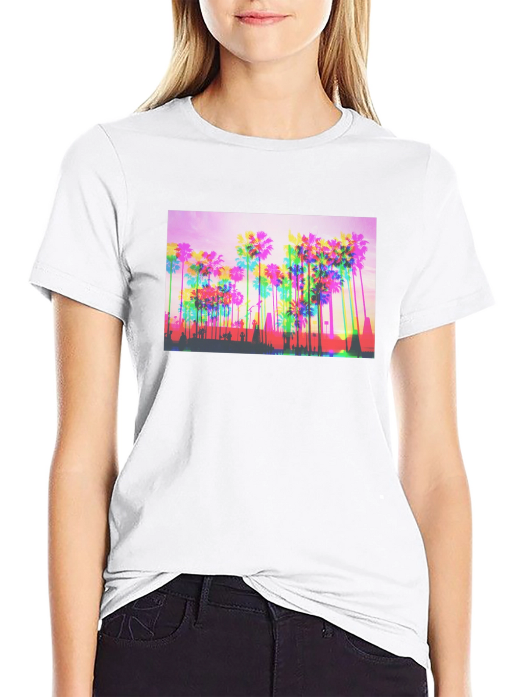 Retro Palm Tree Graphic Tee - Black