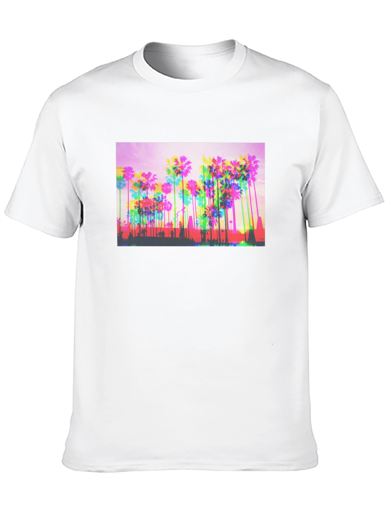 Retro Palm Tree Graphic Tee - Black