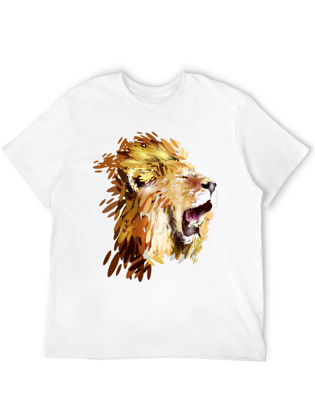 Lion Graphic Print Crew Neck Tee - Black