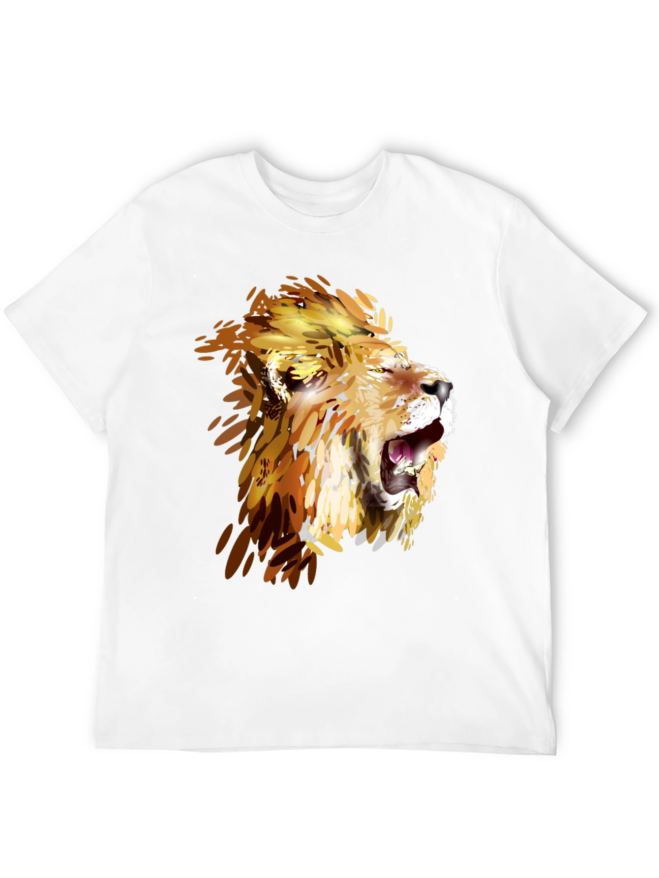 Lion Graphic Print Crew Neck Tee - Black