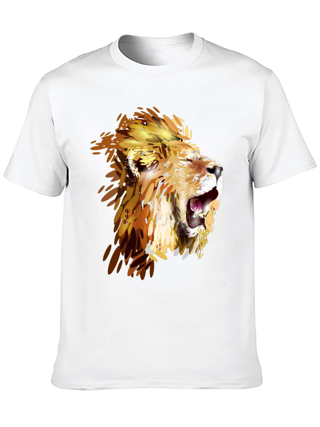 Lion Graphic Print Crew Neck Tee - Black