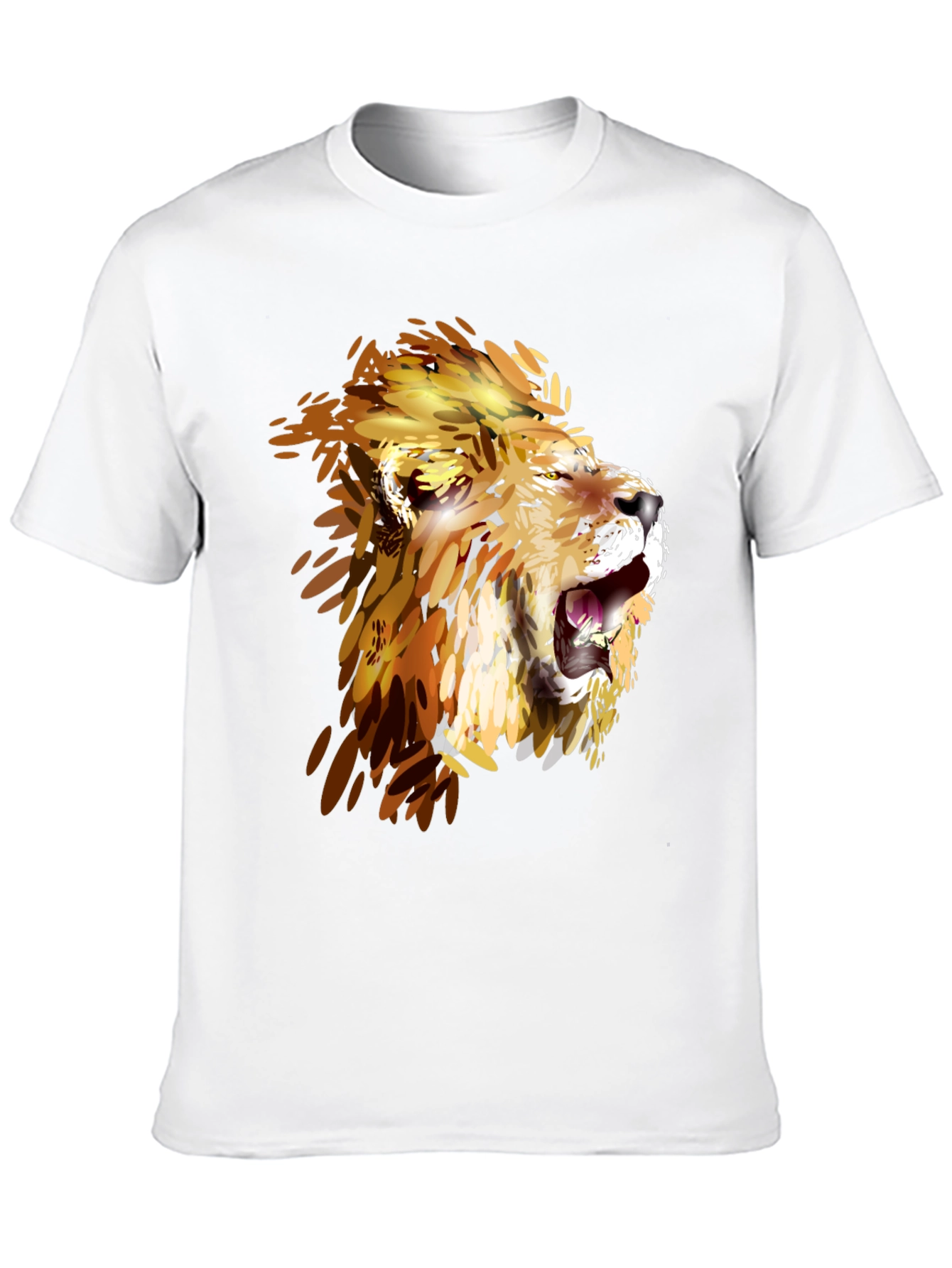 Lion Graphic Print Crew Neck Tee - Black