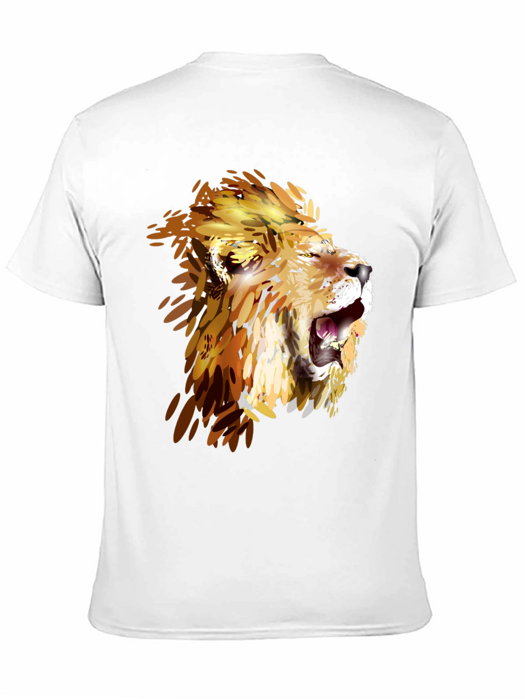 Lion Graphic Print Crew Neck Tee - Black