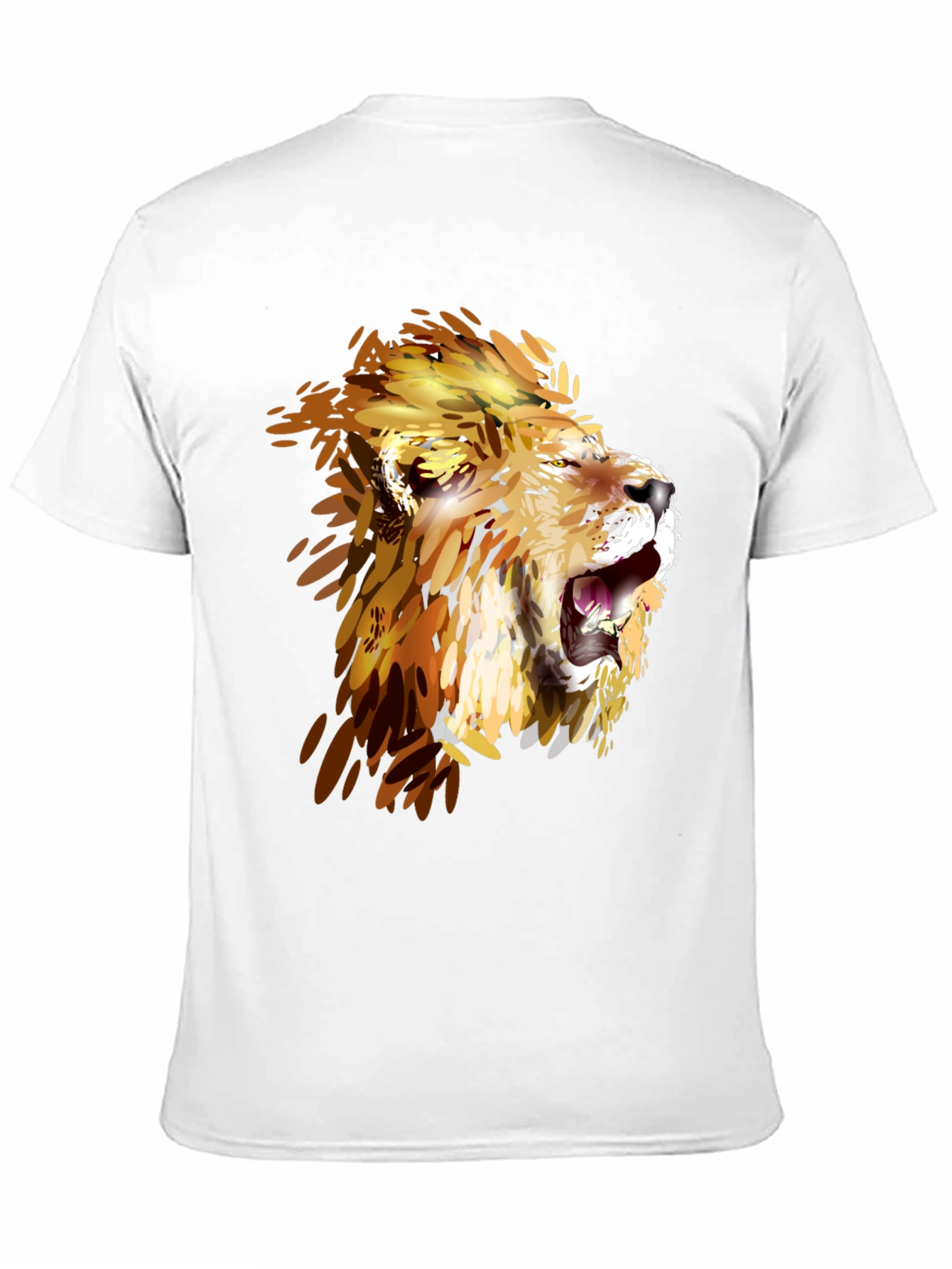 Lion Graphic Print Crew Neck Tee - Black