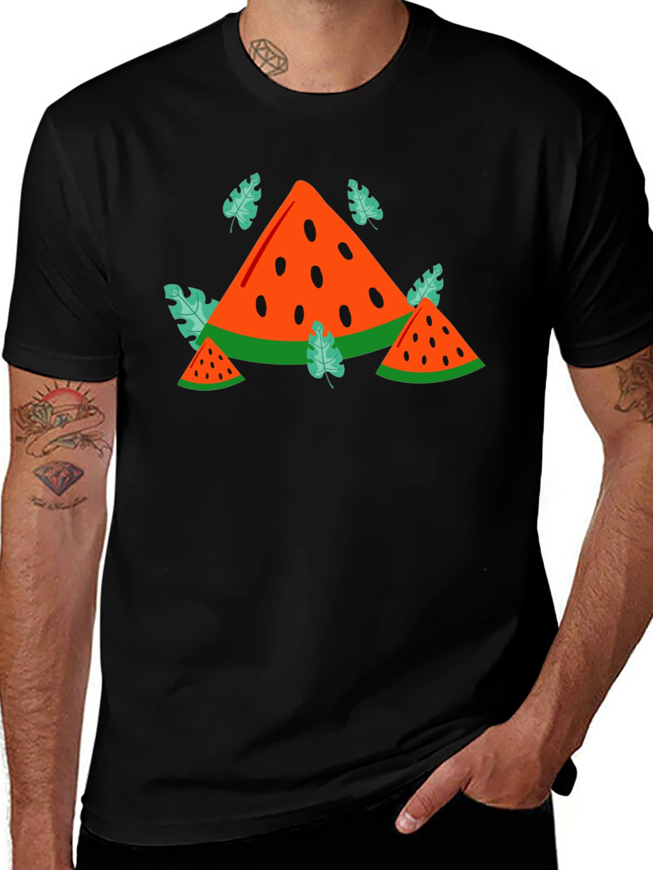 Watermelon Graphic Black T-Shirt