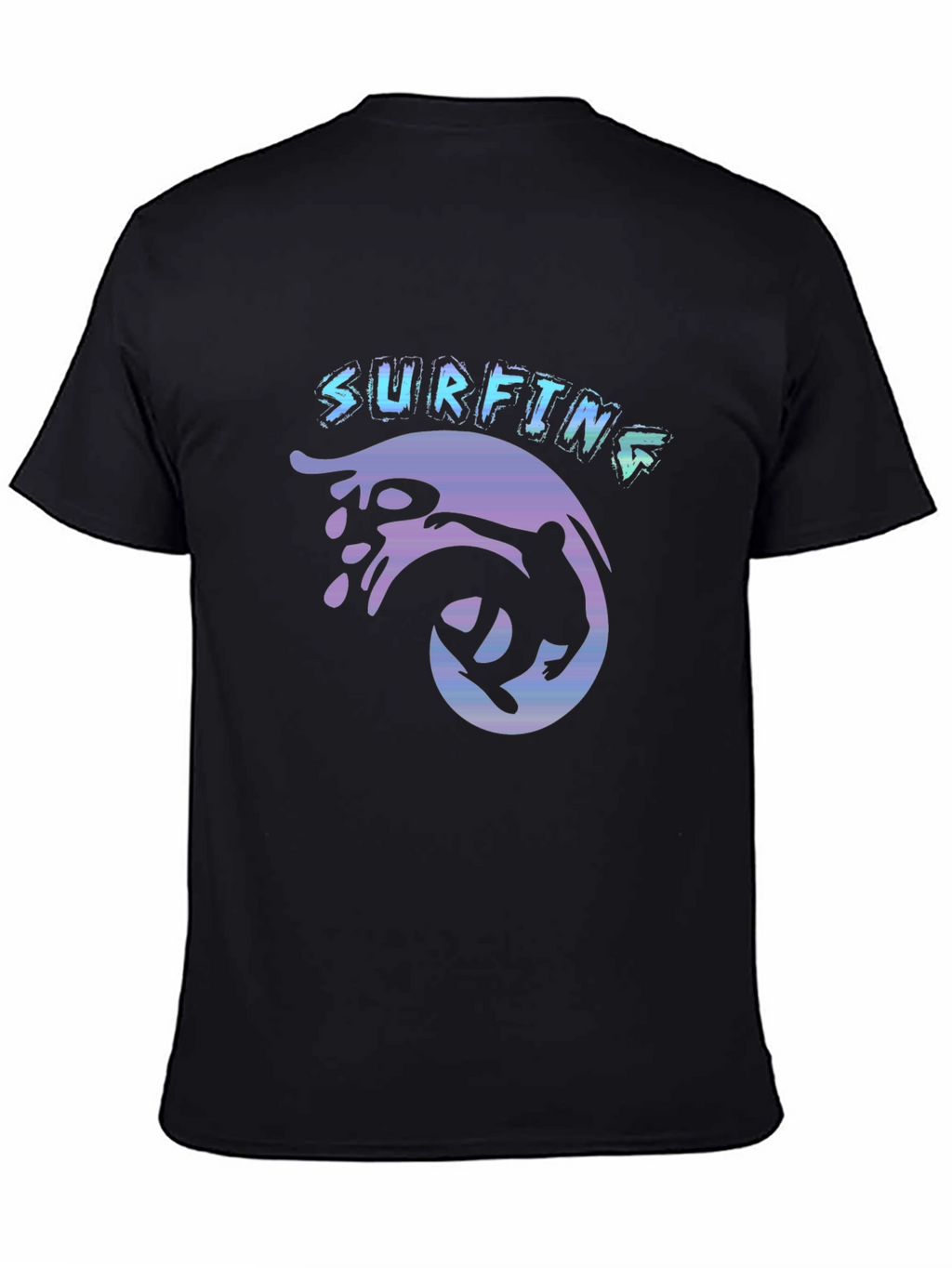 Surfing Graphic Tee - Black Cotton T-Shirt