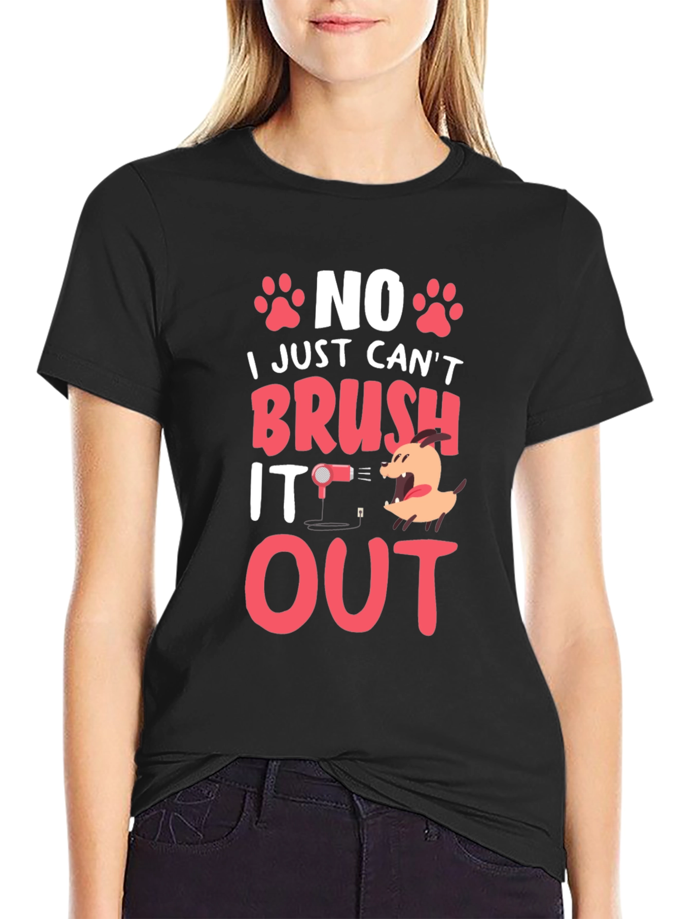 Funny Dog Grooming T-Shirt - Cant Brush It Out!