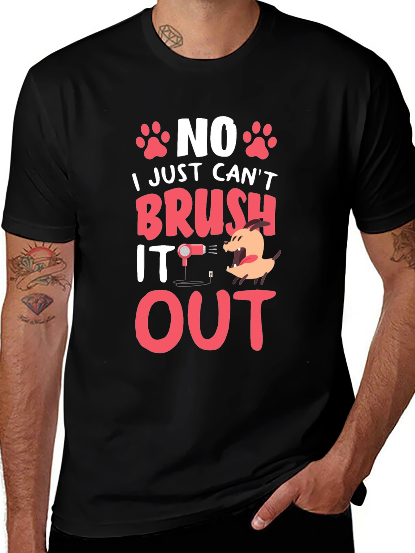 Funny Dog Grooming T-Shirt - Cant Brush It Out!