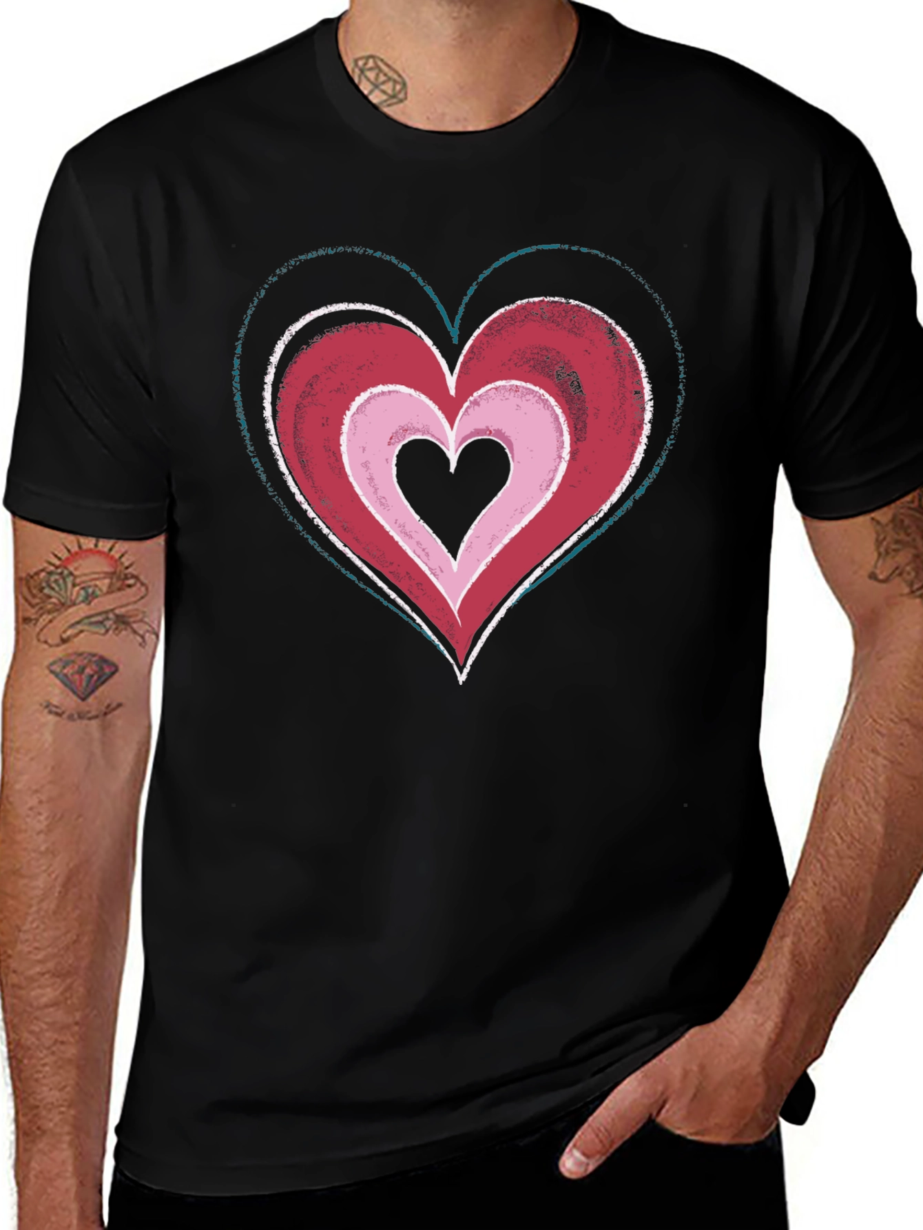 Heart Graphic Black T-Shirt