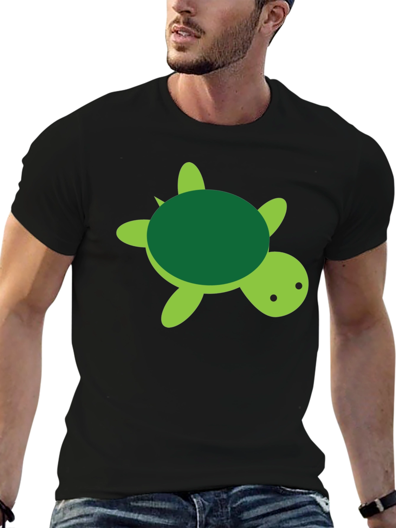 Cute Turtle Graphic Black T-Shirt