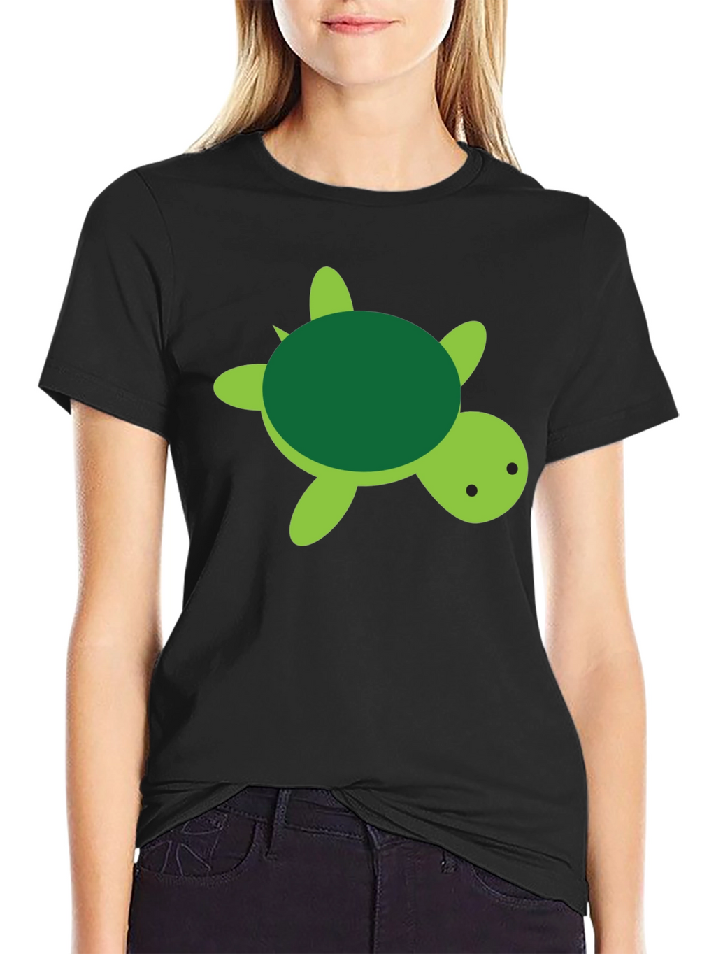 Cute Turtle Graphic Black T-Shirt