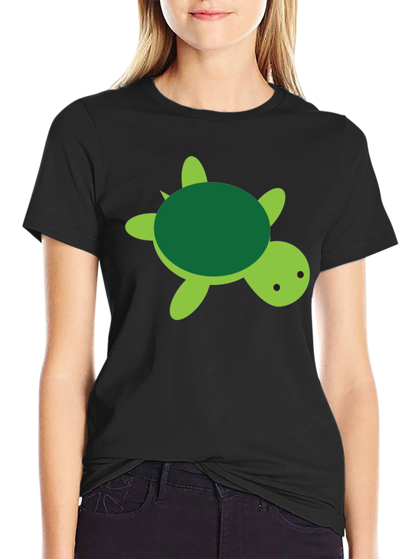 Cute Turtle Graphic Black T-Shirt