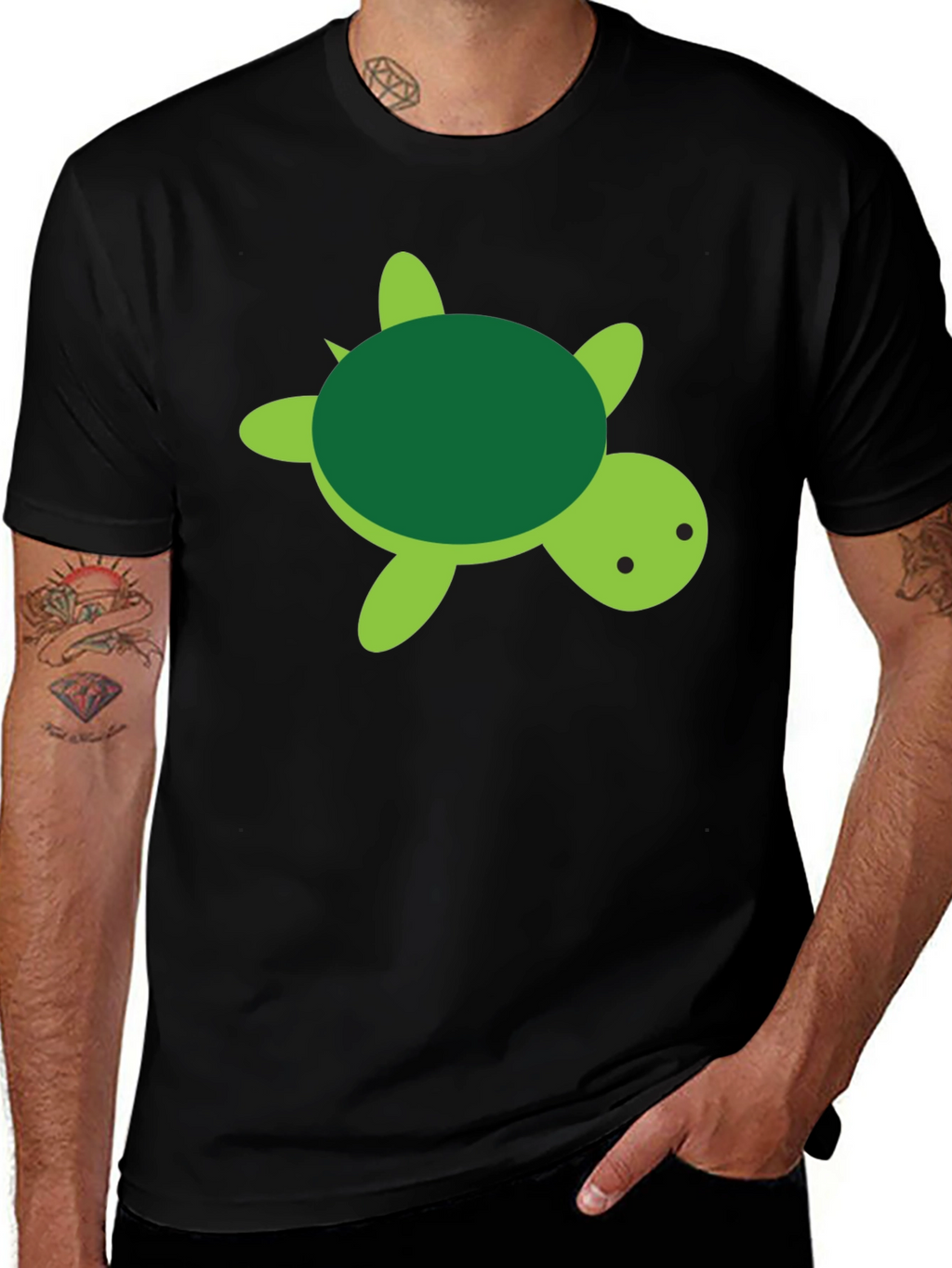 Cute Turtle Graphic Black T-Shirt