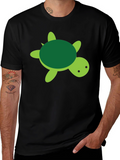 Cute Turtle Graphic Black T-Shirt