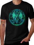 Stained Glass Dragon Graphic Tee - Black