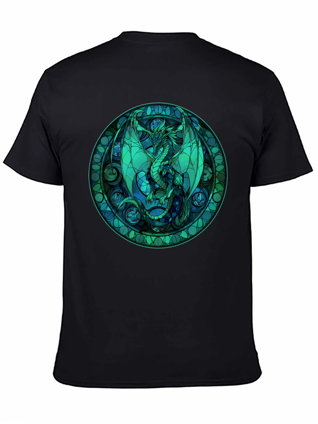 Stained Glass Dragon Graphic Tee - Black
