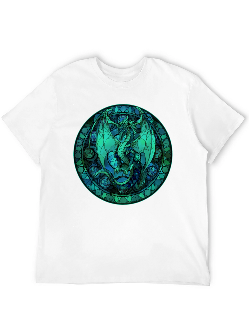 Stained Glass Dragon Graphic Tee - Black