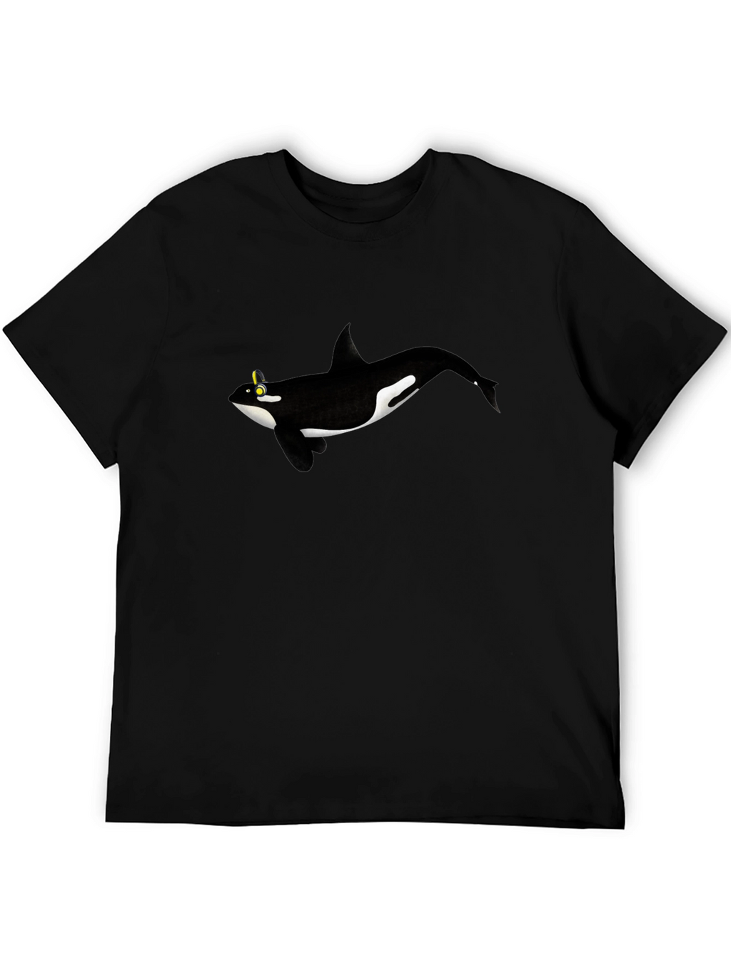 Orca Whale Graphic Tee - Black Cotton T-Shirt