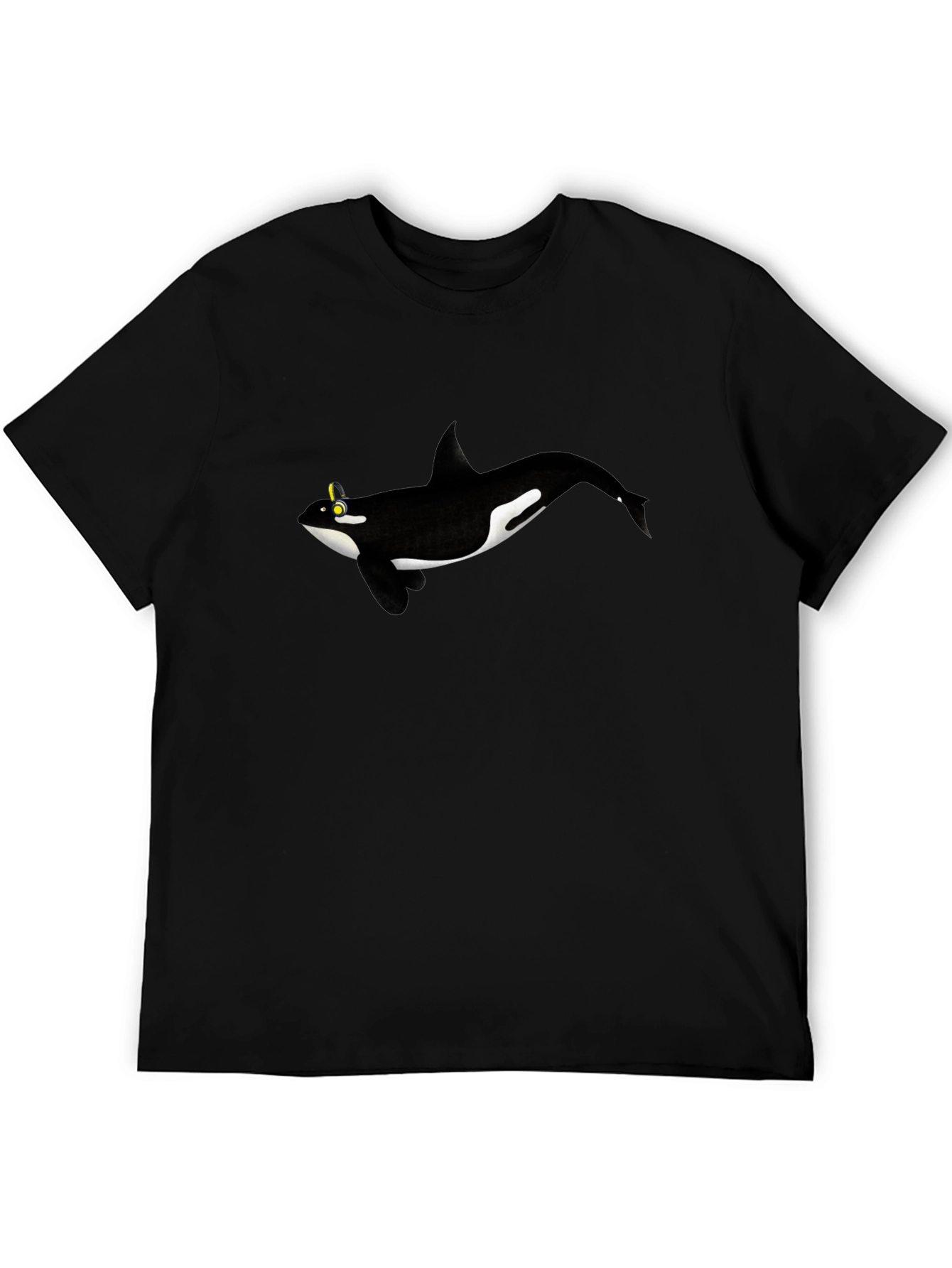 Orca Whale Graphic Tee - Black Cotton T-Shirt