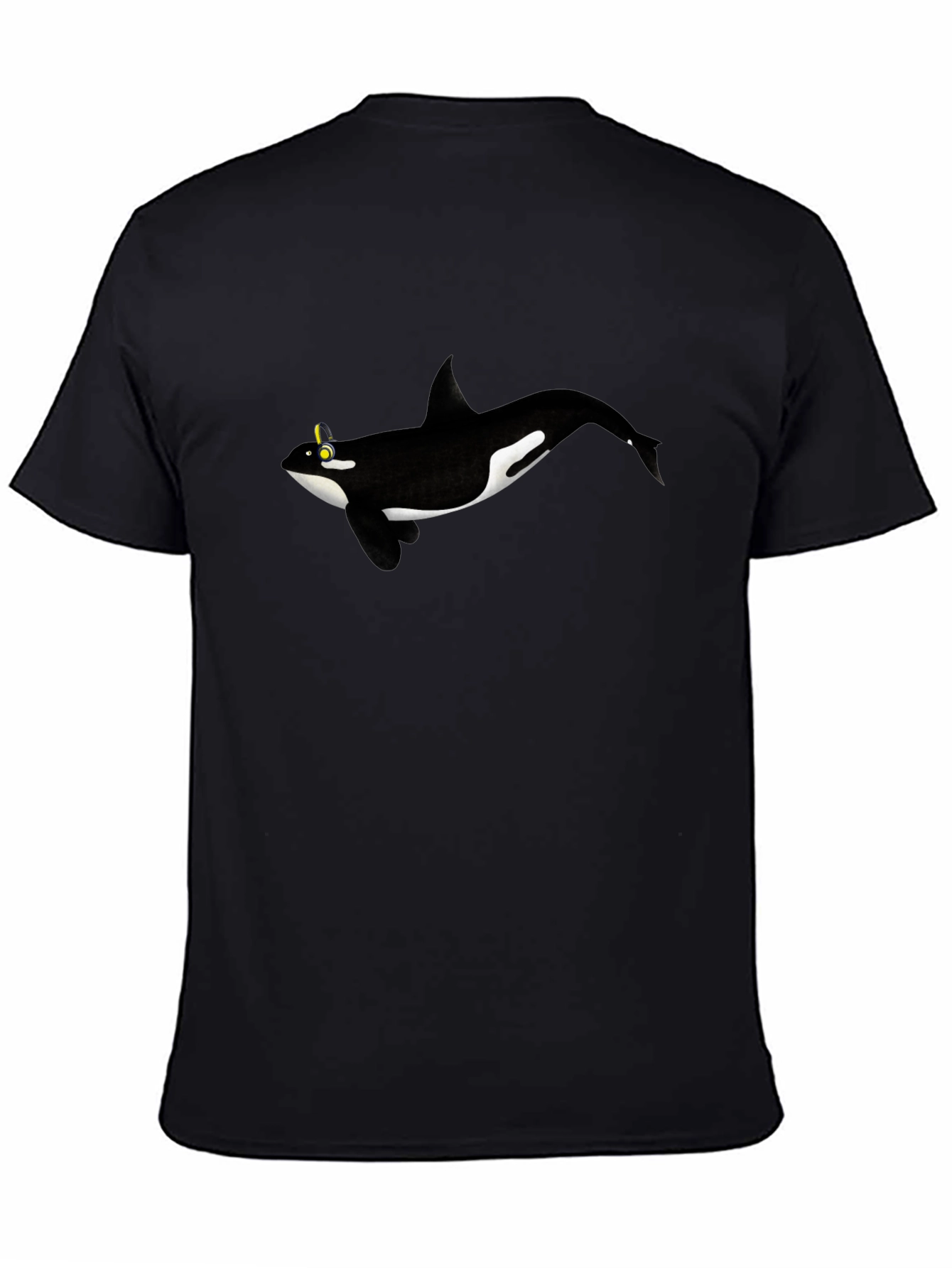 Orca Whale Graphic Tee - Black Cotton T-Shirt