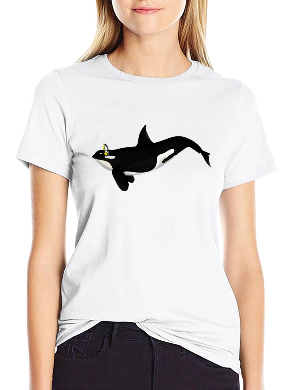 Orca Whale Graphic Tee - Black Cotton T-Shirt