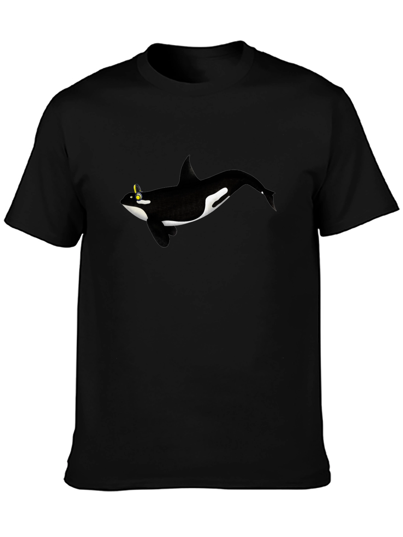 Orca Whale Graphic Tee - Black Cotton T-Shirt