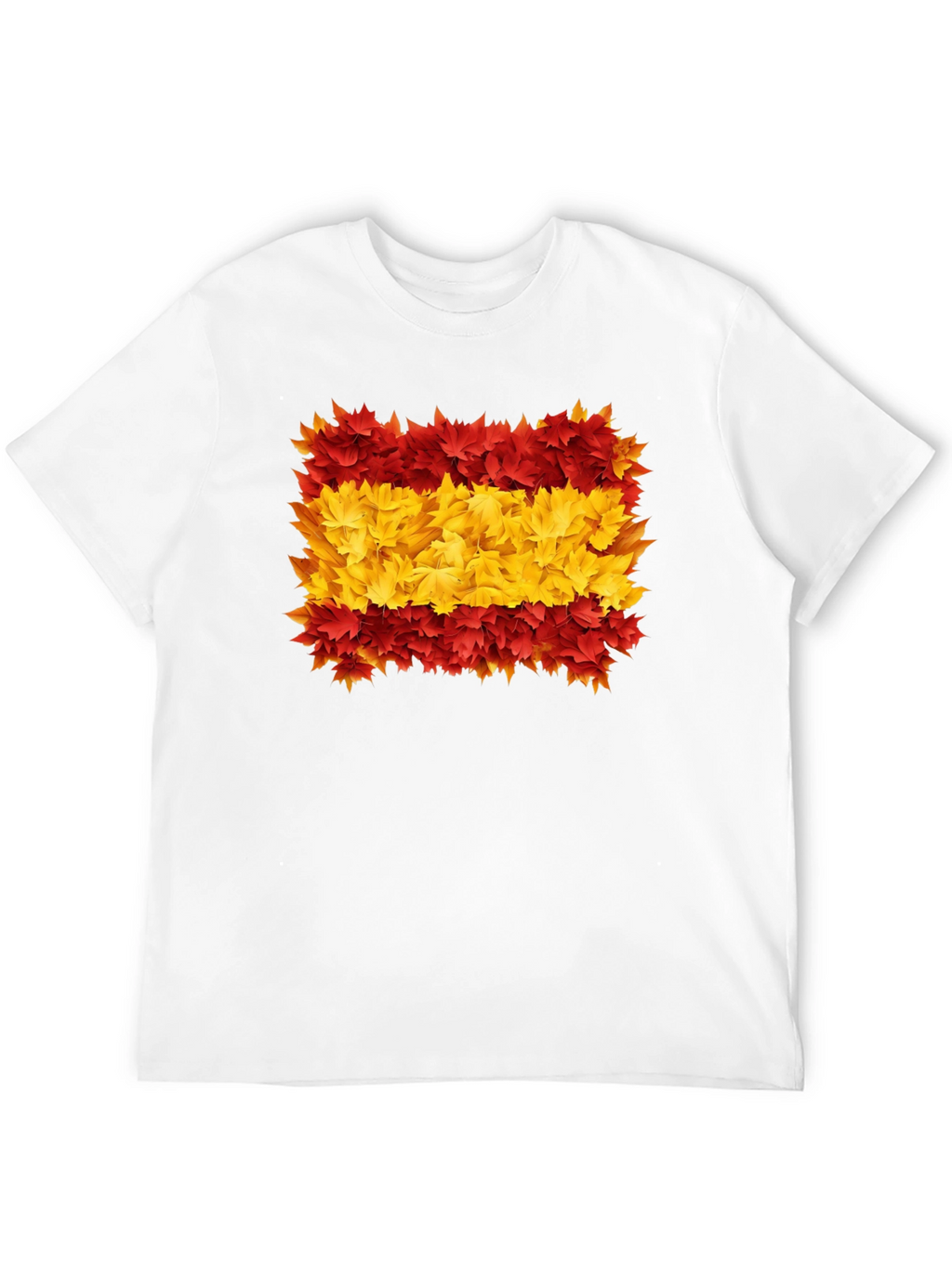 Spain Flag Leaves Mens Black T-Shirt