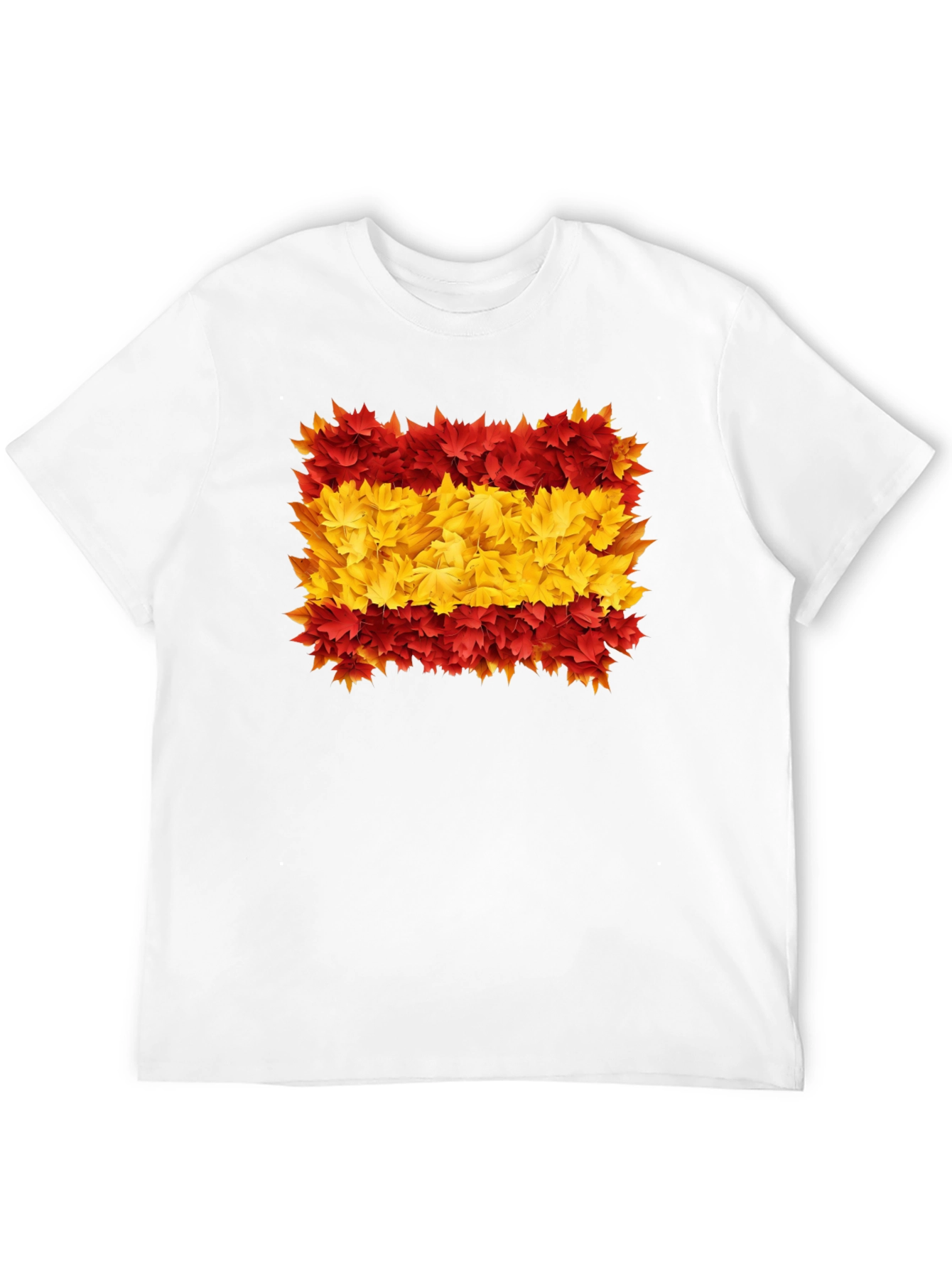 Spain Flag Leaves Mens Black T-Shirt