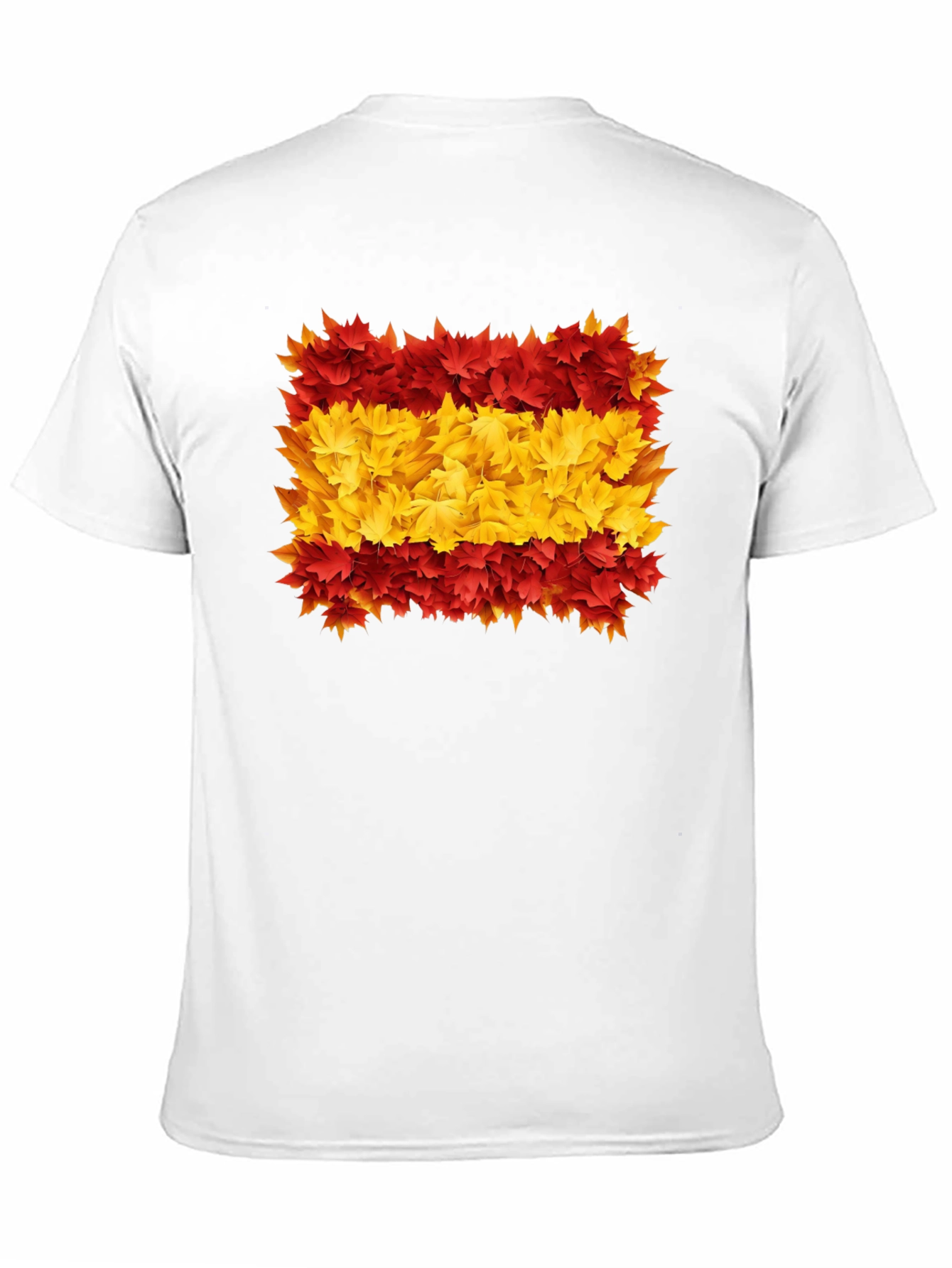 Spain Flag Leaves Mens Black T-Shirt