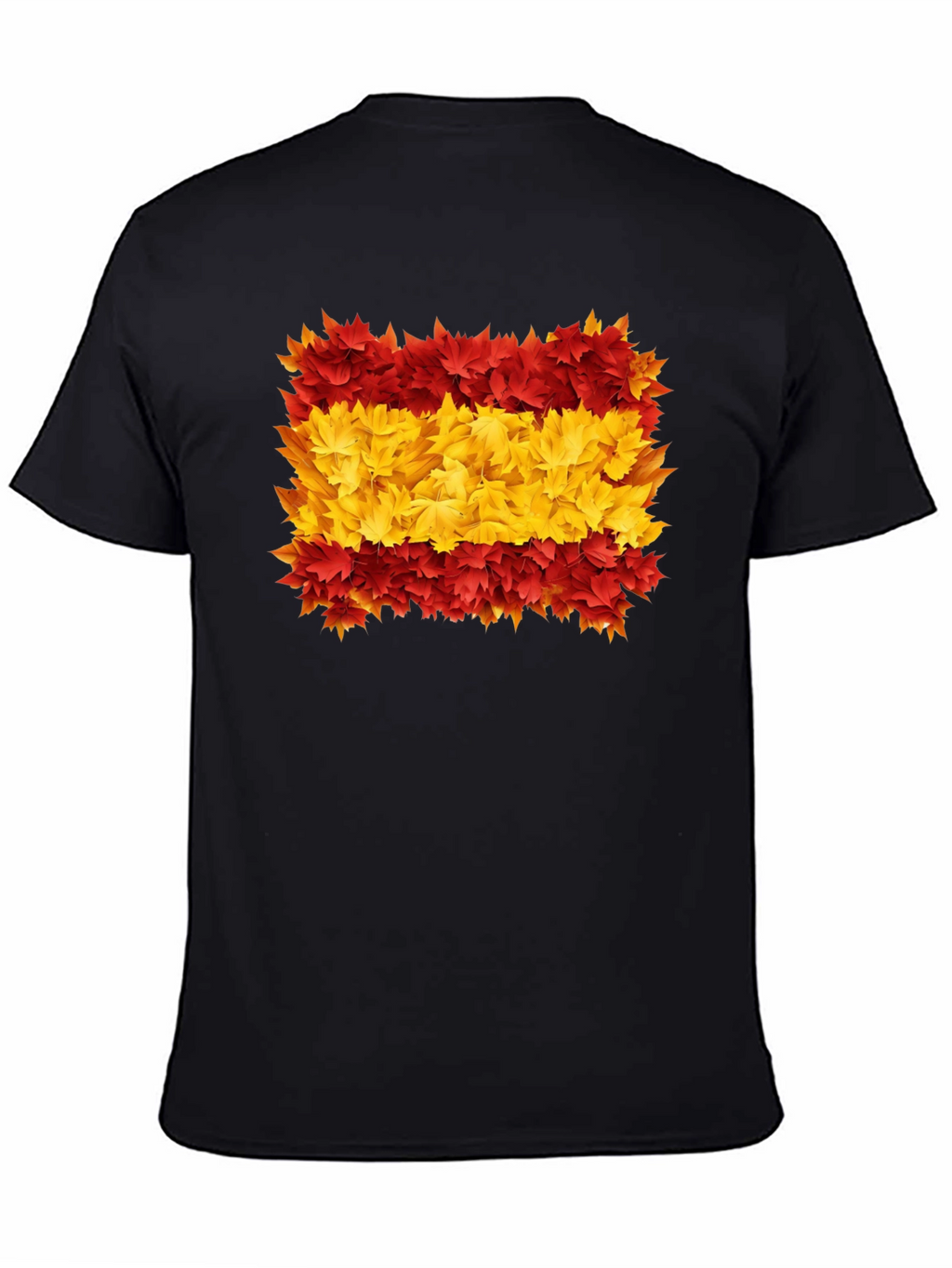 Spain Flag Leaves Mens Black T-Shirt