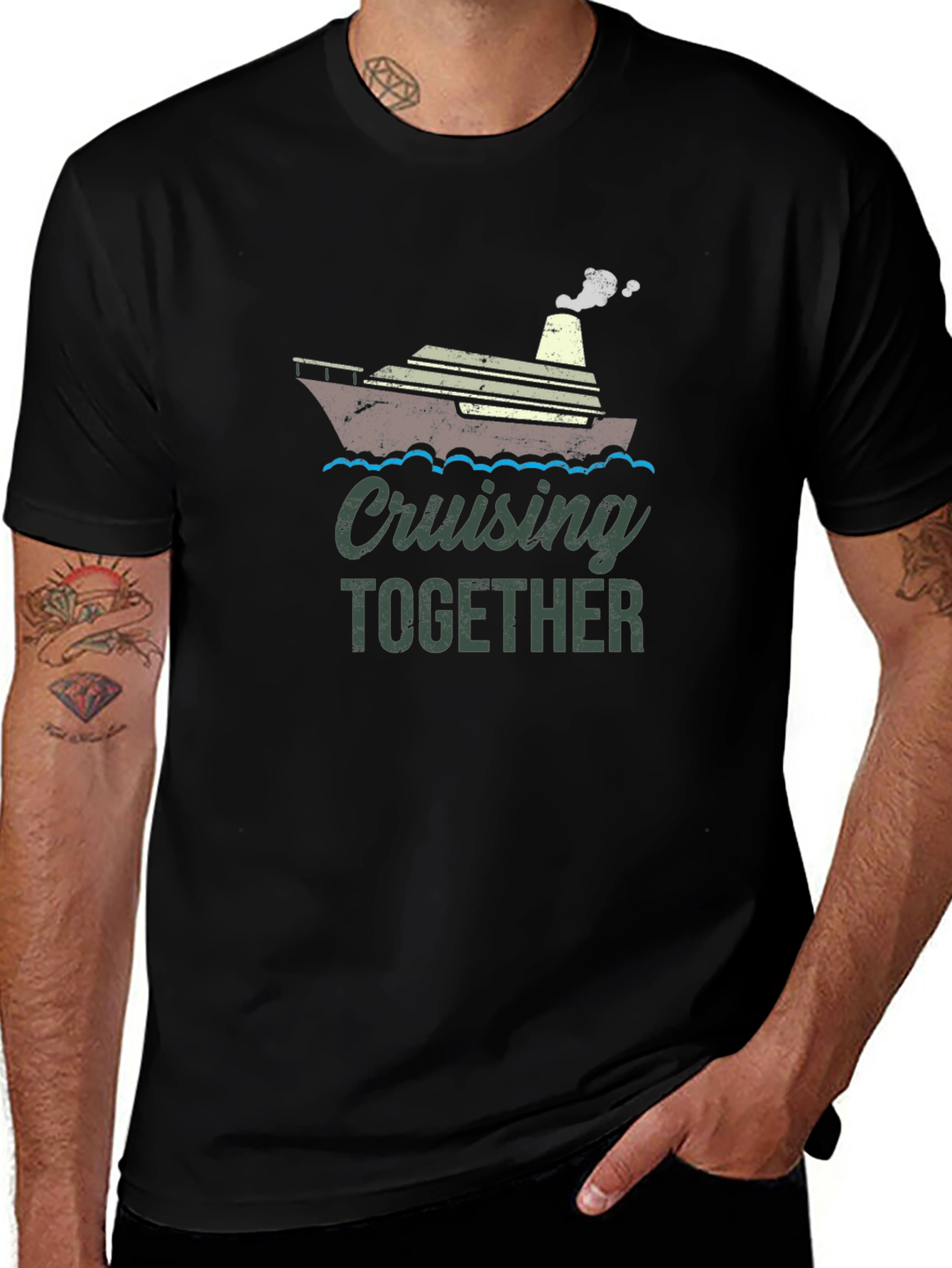 Cruising Together Black Graphic T-Shirt