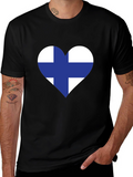 Finland Heart Flag Black T-Shirt
