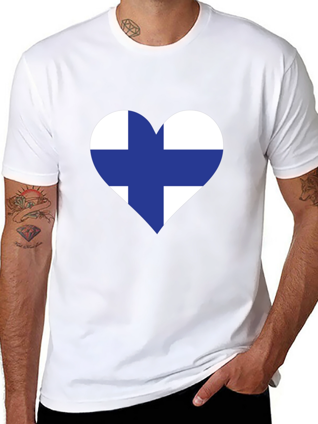 Finland Heart Flag Black T-Shirt