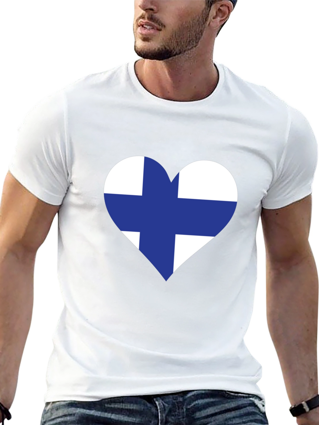 Finland Heart Flag Black T-Shirt