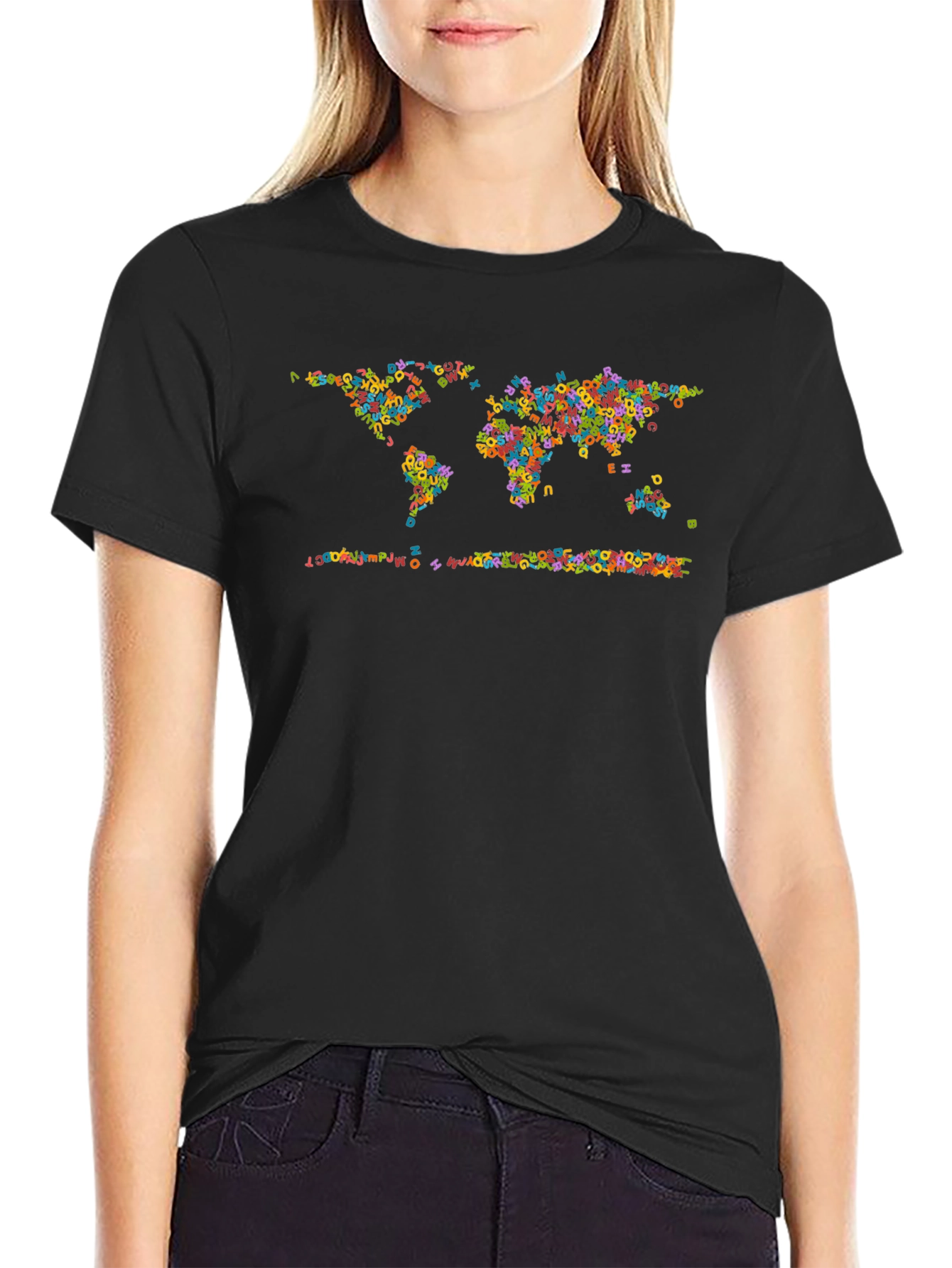 Colorful World Map Alphabet T-Shirt - Global Style