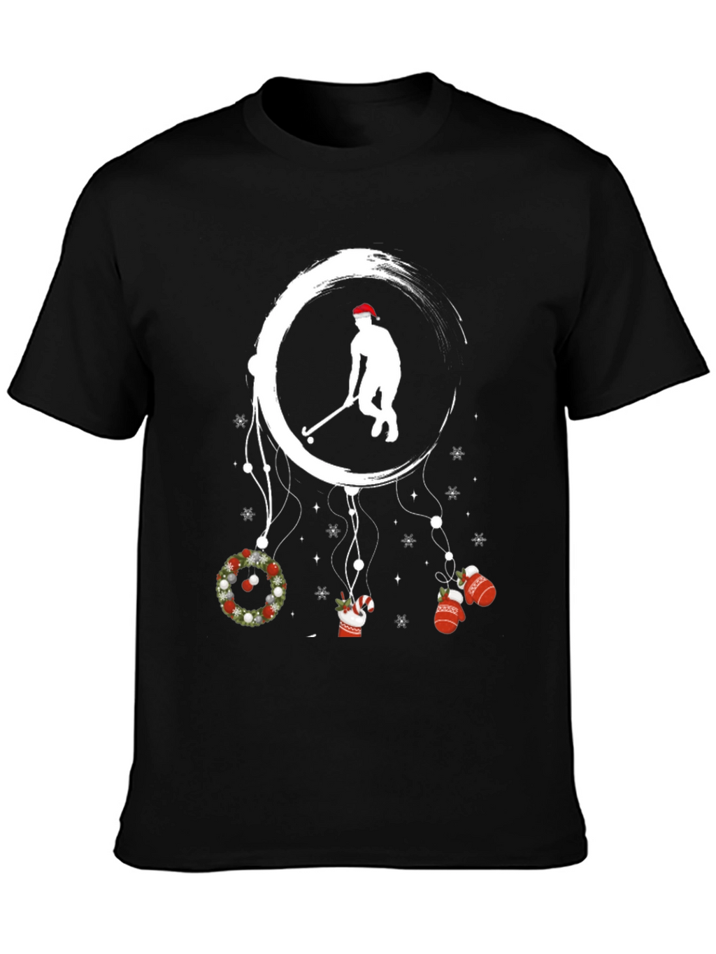 Festive Hockey Player Graphic T-Shirt