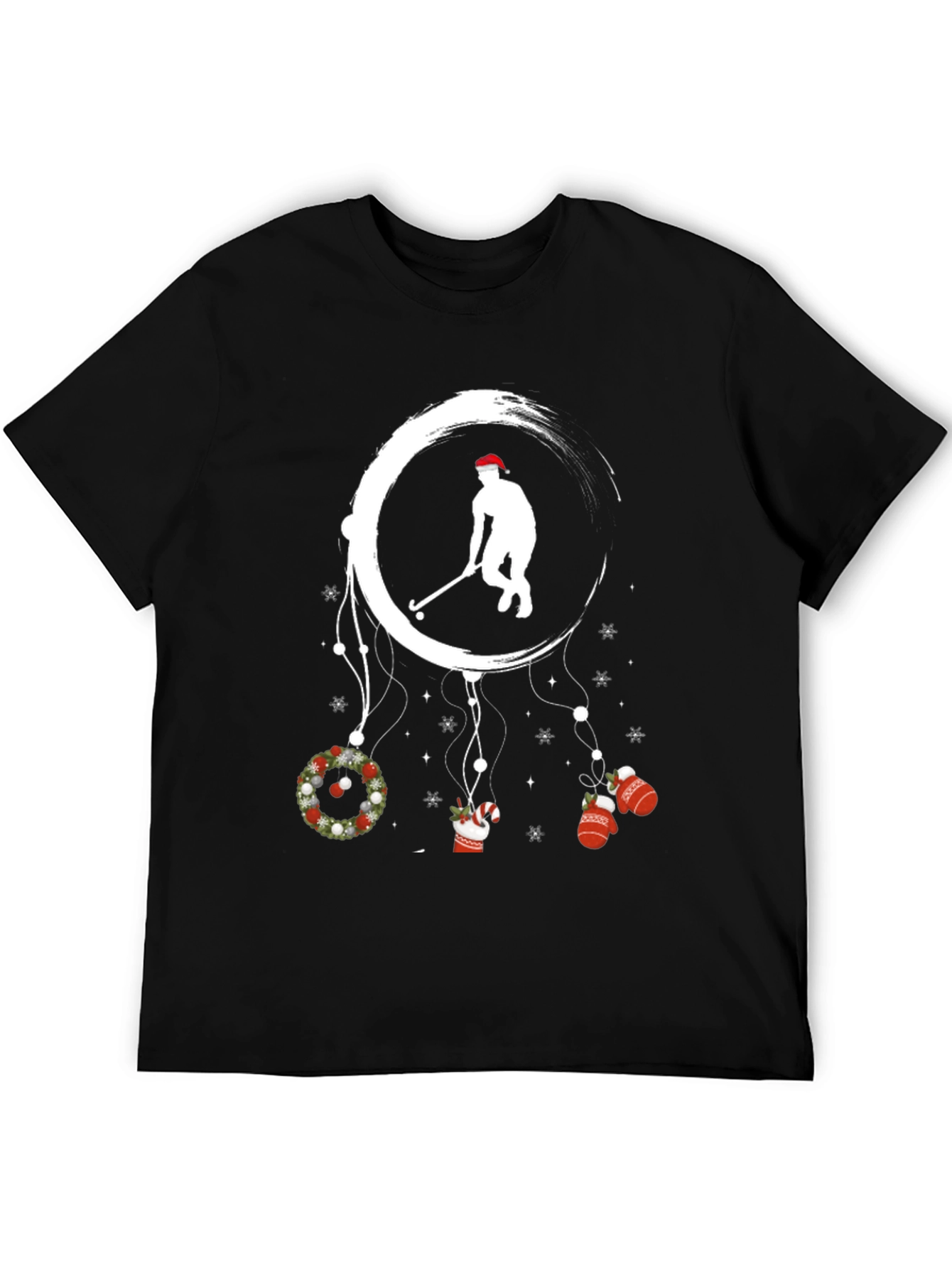 Festive Hockey Player Graphic T-Shirt