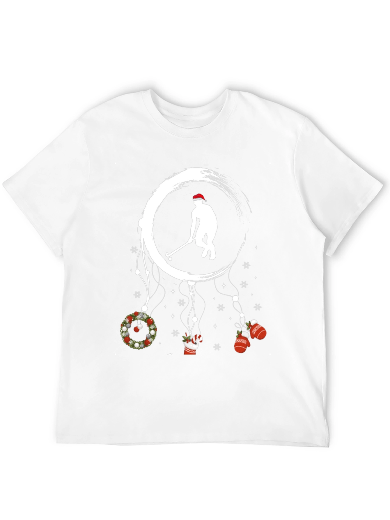 Festive Hockey Player Graphic T-Shirt