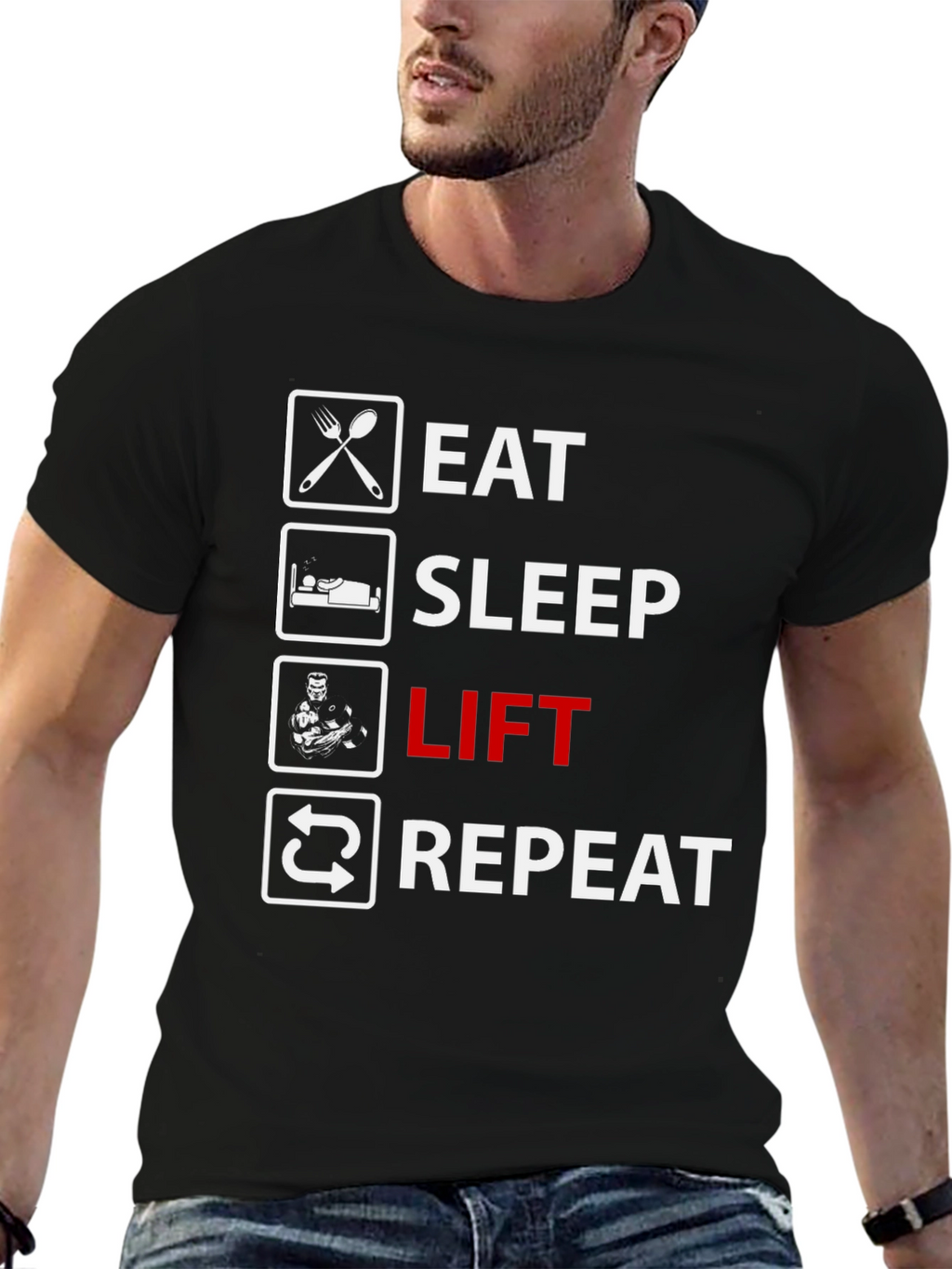 Eat Sleep Lift Repeat Graphic T-Shirt