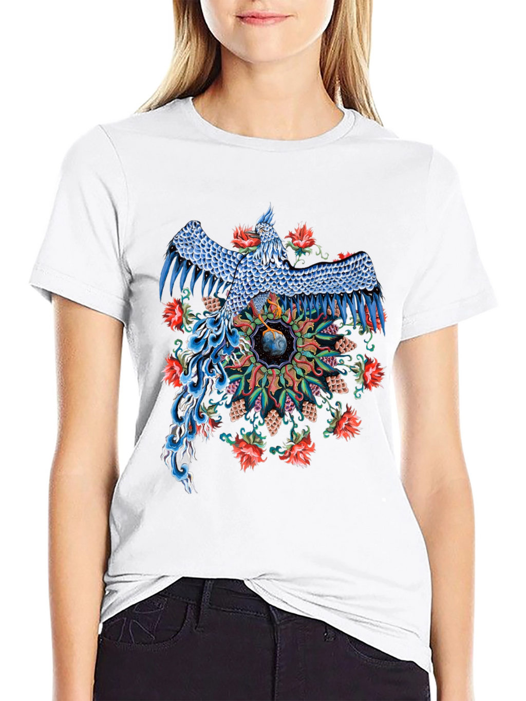 Phoenix Graphic Print Black T-Shirt