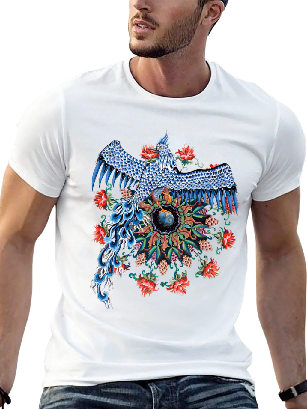 Phoenix Graphic Print Black T-Shirt