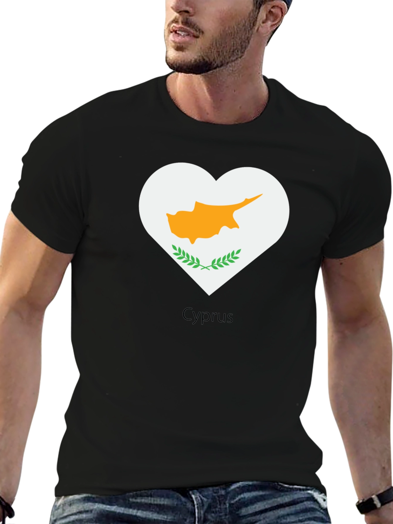 Cyprus Heart Flag Graphic Tee - Black