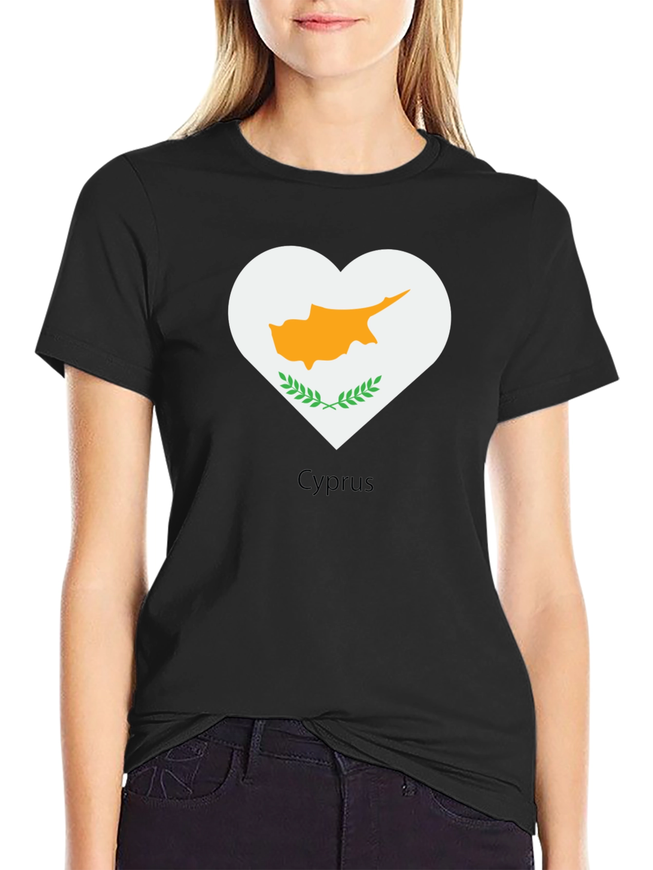 Cyprus Heart Flag Graphic Tee - Black