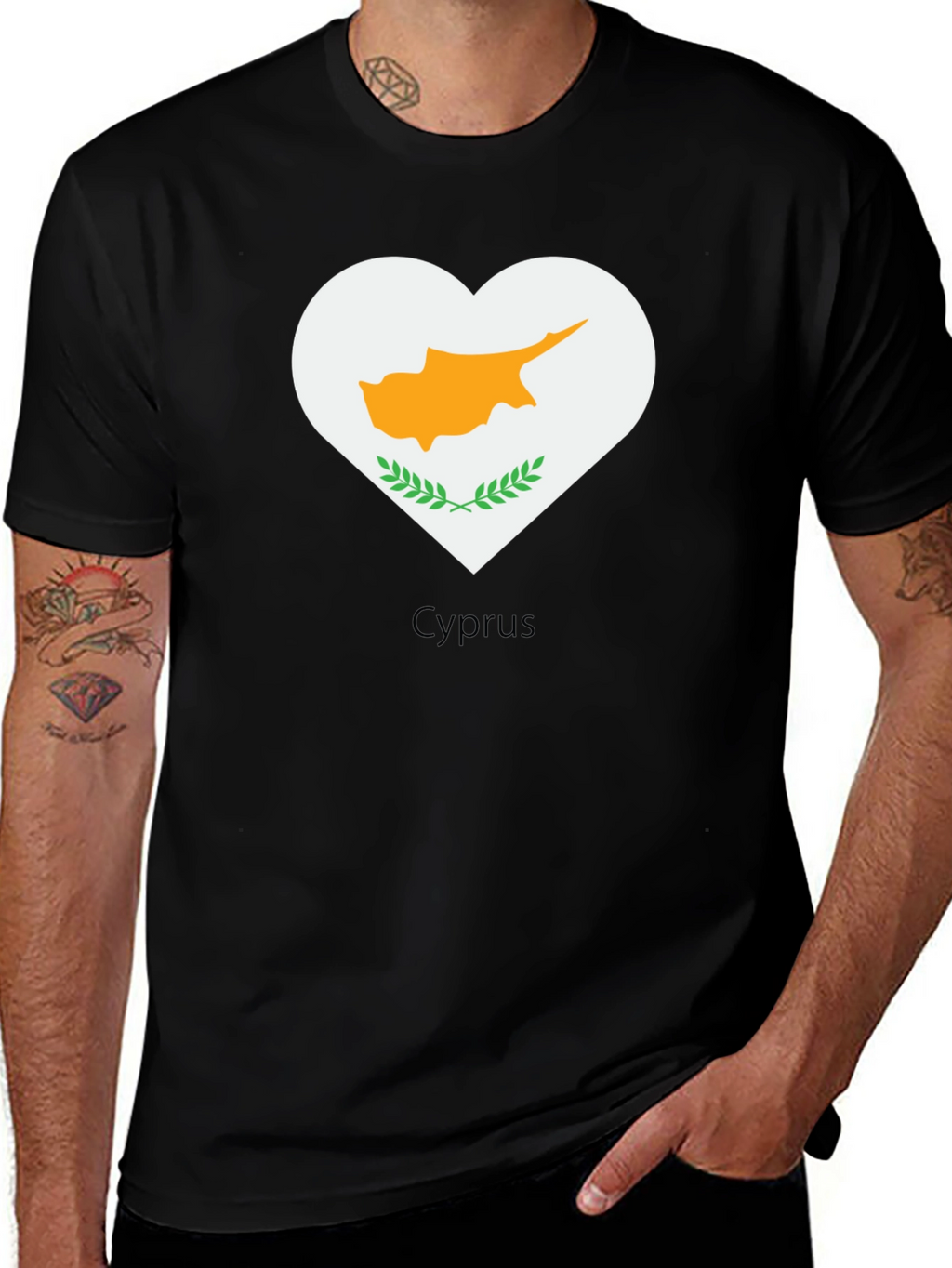 Cyprus Heart Flag Graphic Tee - Black