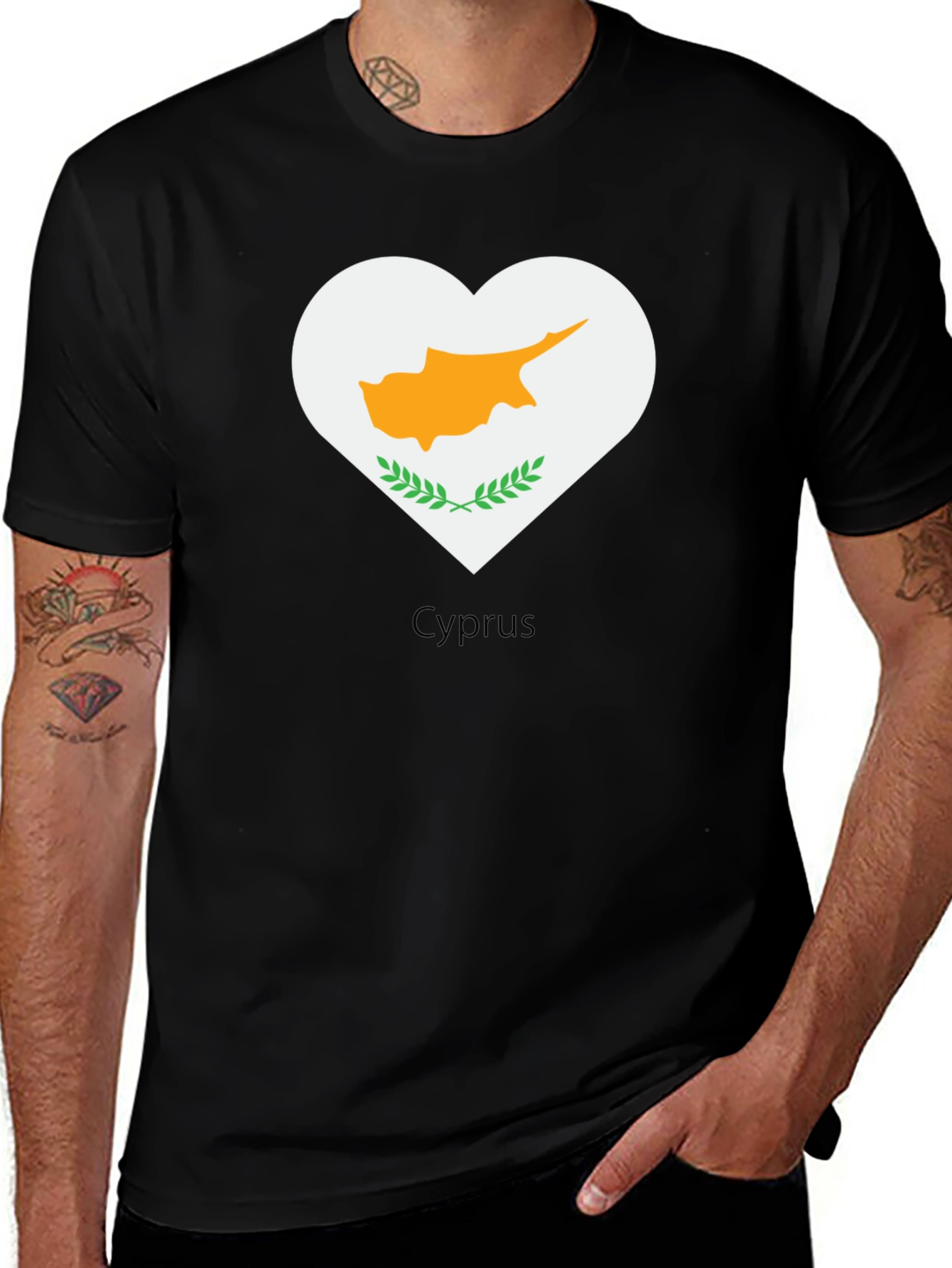 Cyprus Heart Flag Graphic Tee - Black