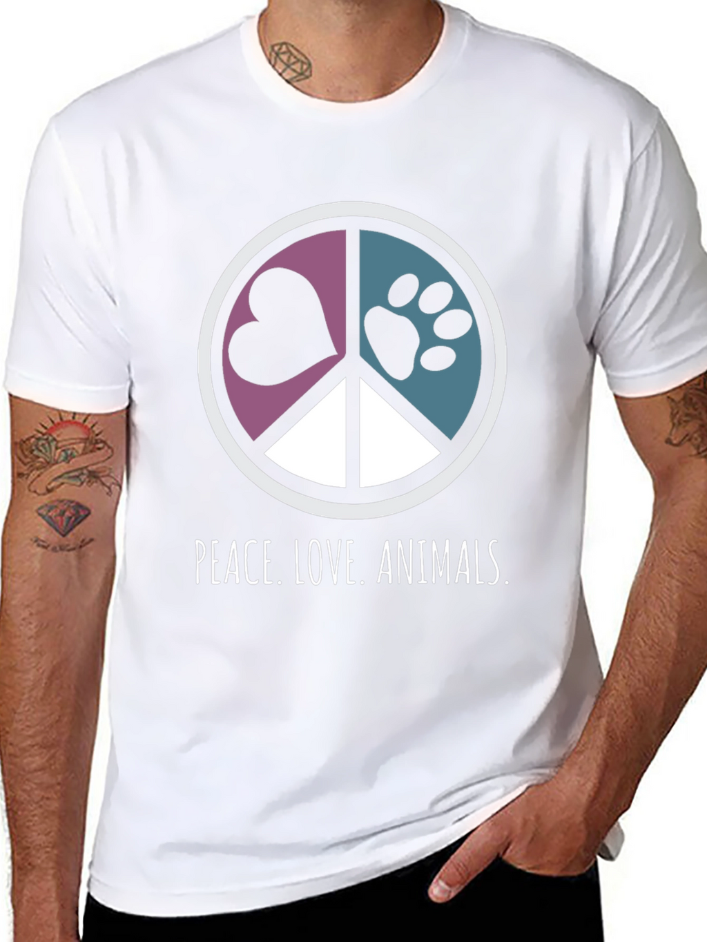Peace Love Animals Graphic T-Shirt